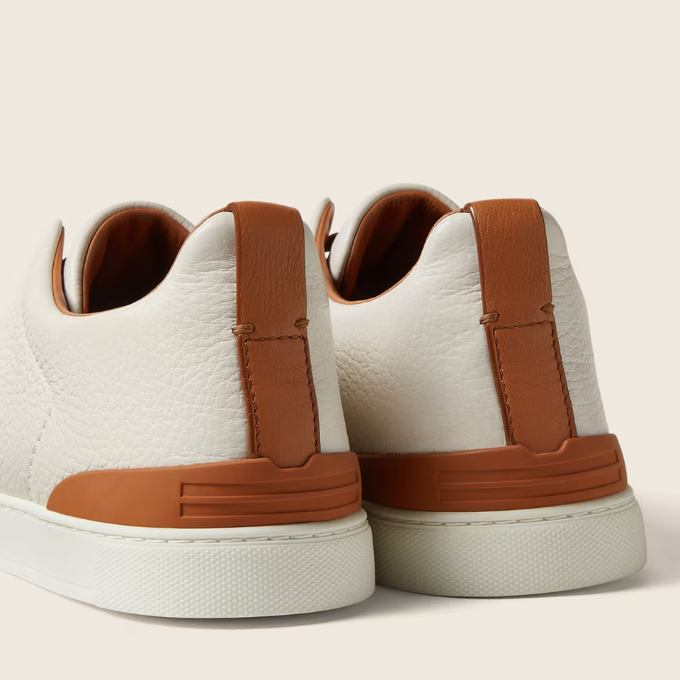 Off White Deerskin Triple Stitch Sneakers