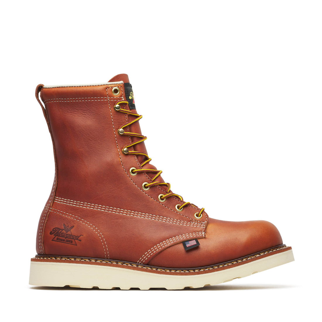 8″ Tobacco Plain Toe Wedge Leather Boots