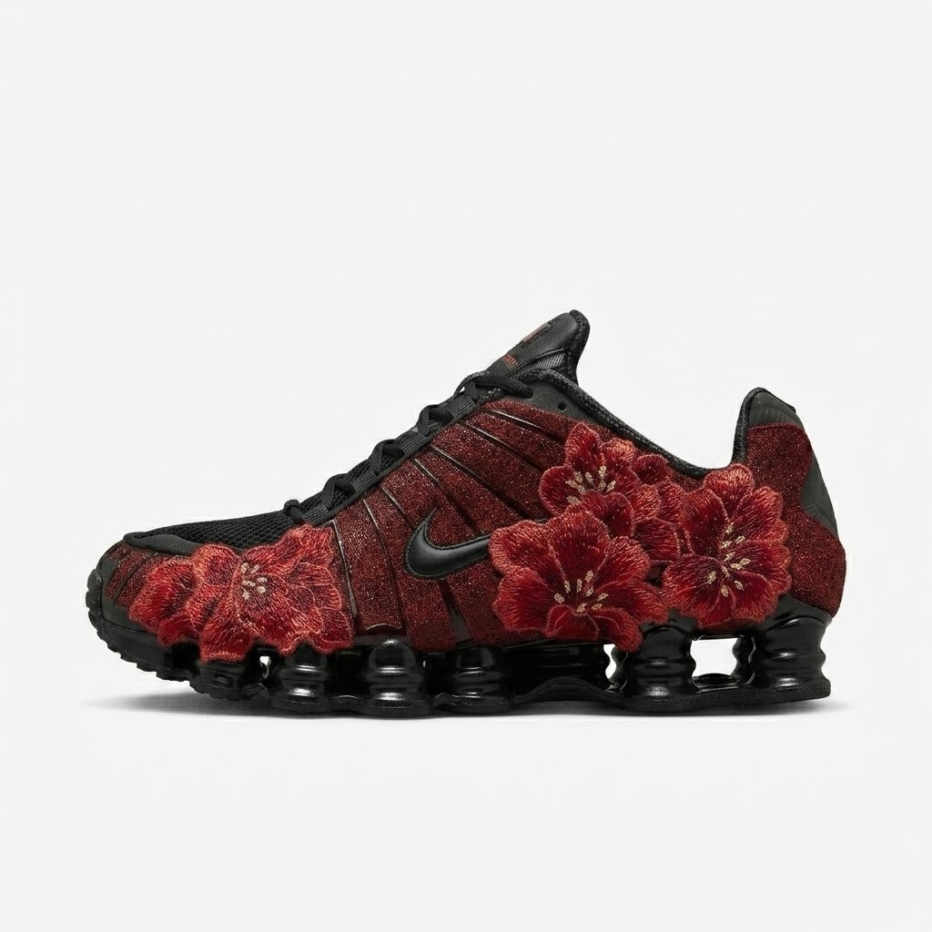 Black & Red Floral Embroidery Sneaker
