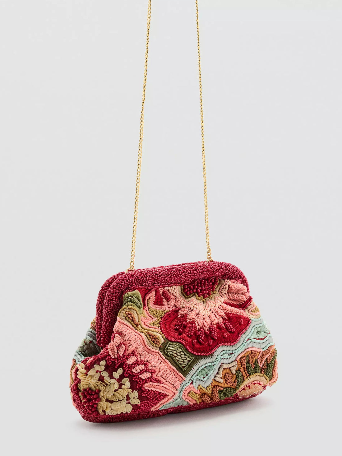 Multicoloured Beaded Clutch Bag
