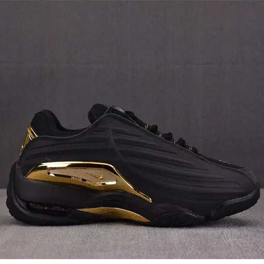 Men's Black and Gold Shock-Absorbing Sports Shoes